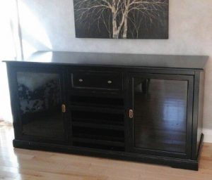 Cabinet Designer glass top table and chair delivered by our White leather couch delivered by our white glove Furniture Delivery team.