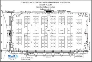 Diagram of trade show exhibitors for trade show shipping and storage team.